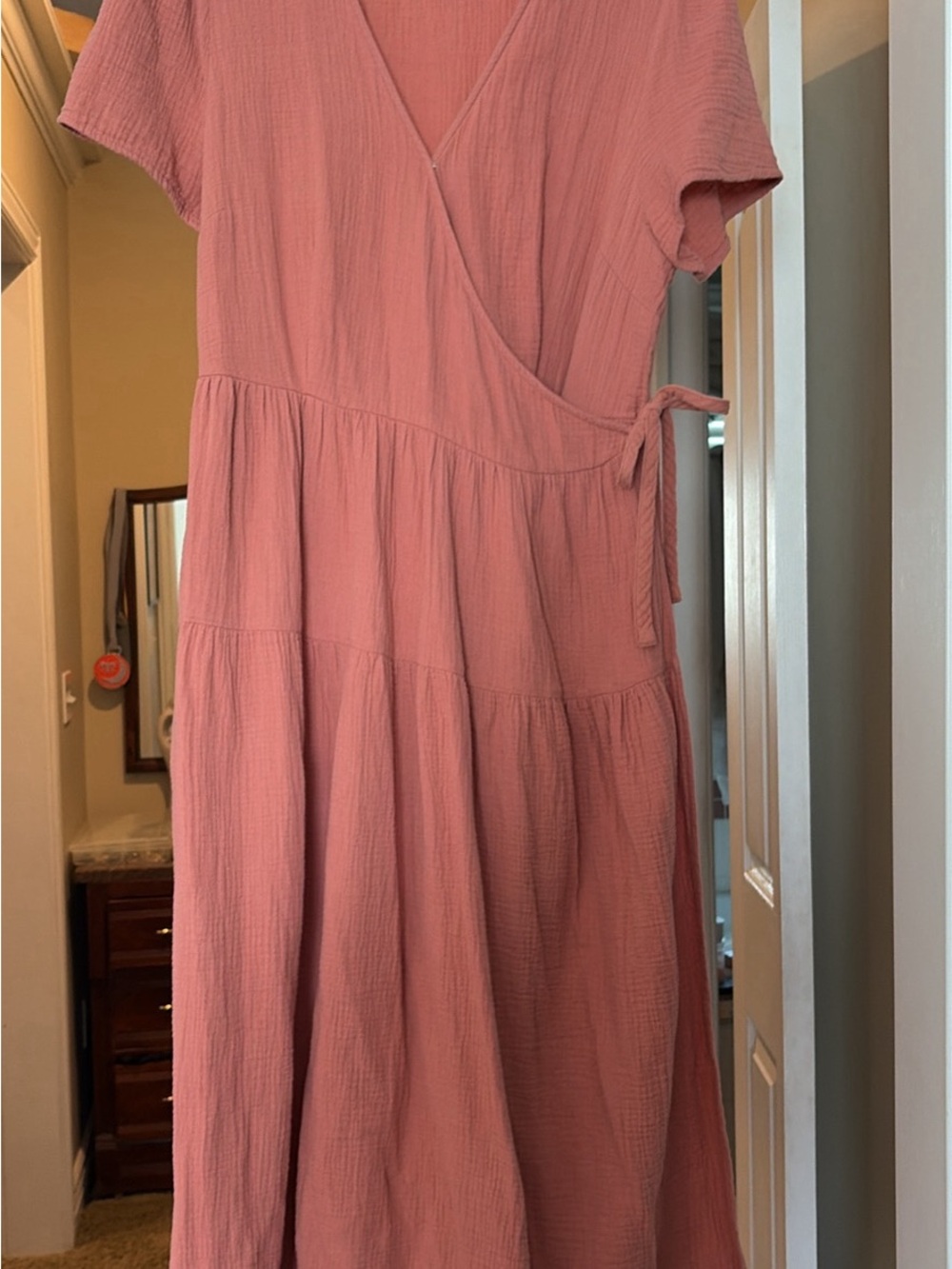 Veronica M Blush Pink Wrap Maxi Dress with Side Tie
